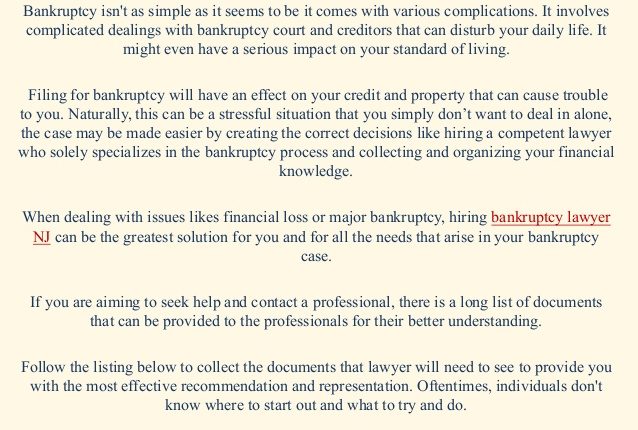 May i File Individual bankruptcy In Nj If I Work?